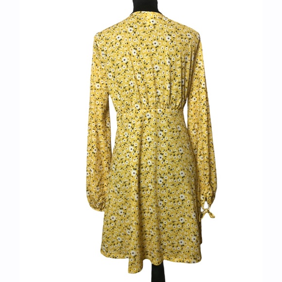 SOLD *** ASOS Yellow Floral Print Long Sleeve Midi Dress - Picture 5 of 6